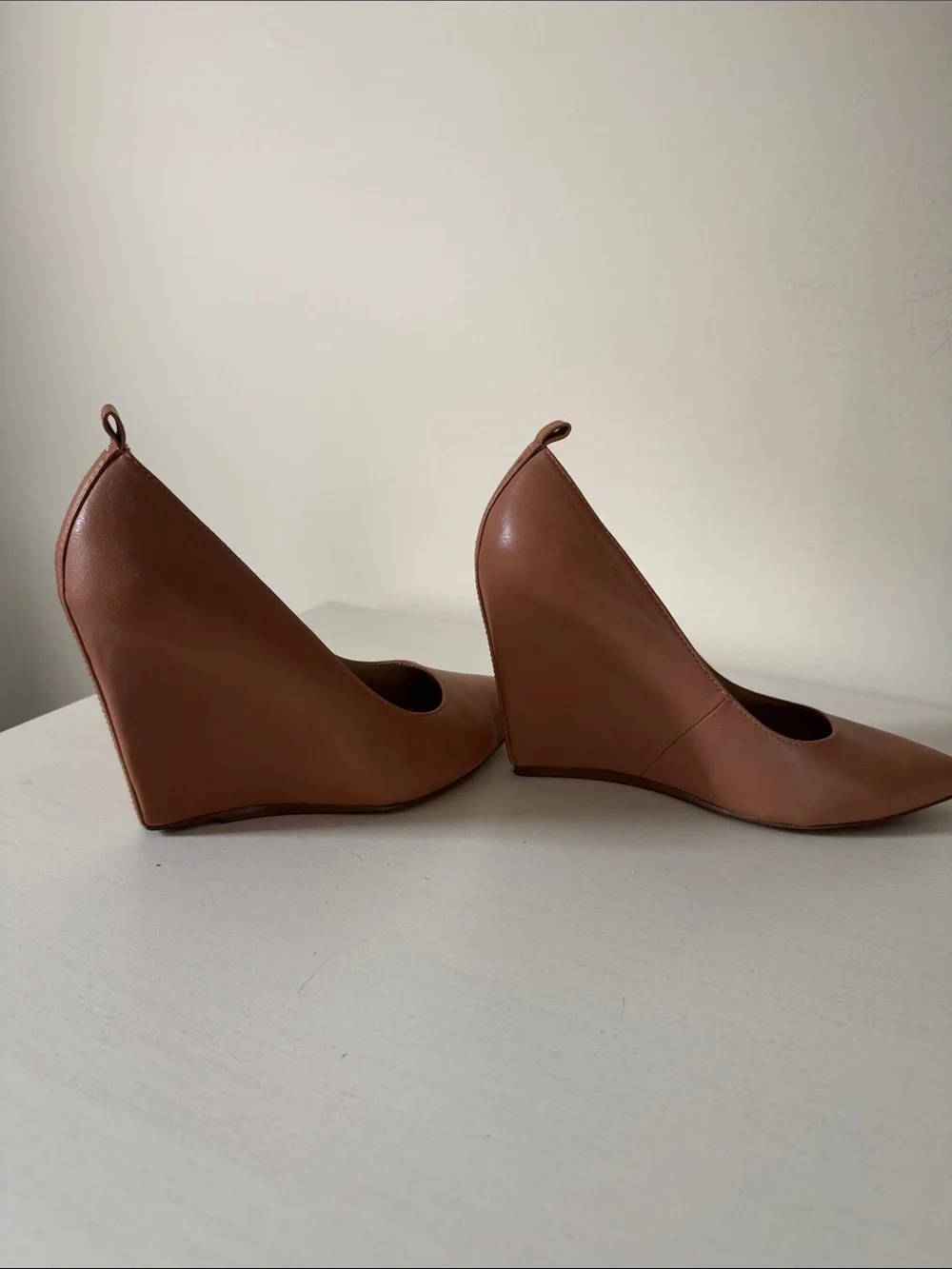 Pour La Victoire Tan Wedge Pointed-Toe Pumps